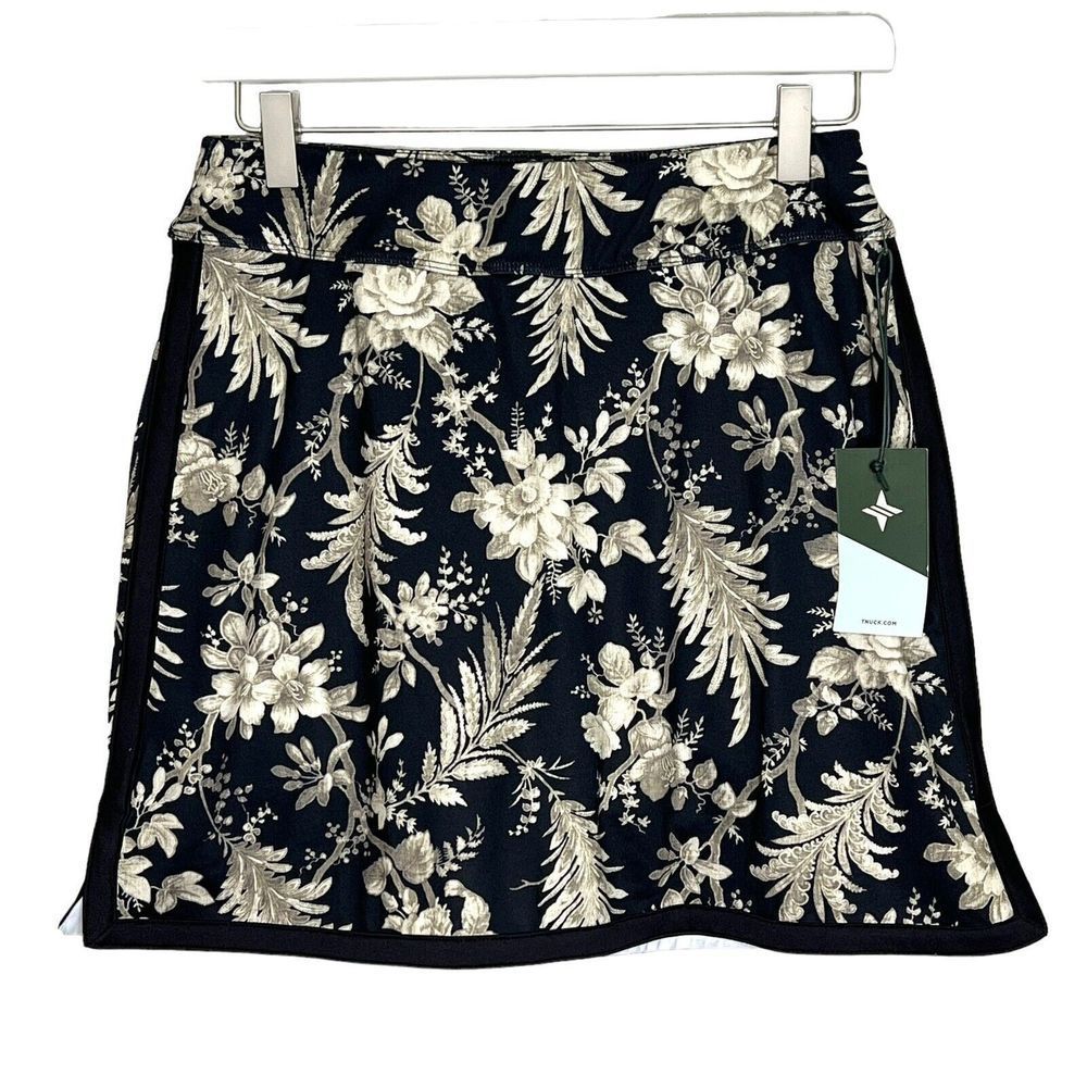 Tuckernuck Ojai Vine Black Beige Floral Pull-On Mini Skort Size Medium NEW - Picture 1 of 8